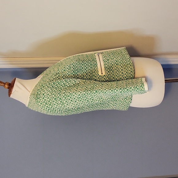 CAbi 726 Clover Tweed Blazer Sz 6 Green White Zipper Front 3/4 Sleeve Pockets - Picture 3 of 5